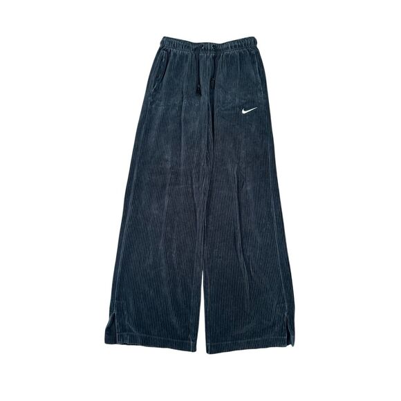 Nike Sportswear Velour Wide-Leg Pants Sweatpants Pull on Ribbed Black Women’s S - Picture 2 of 13